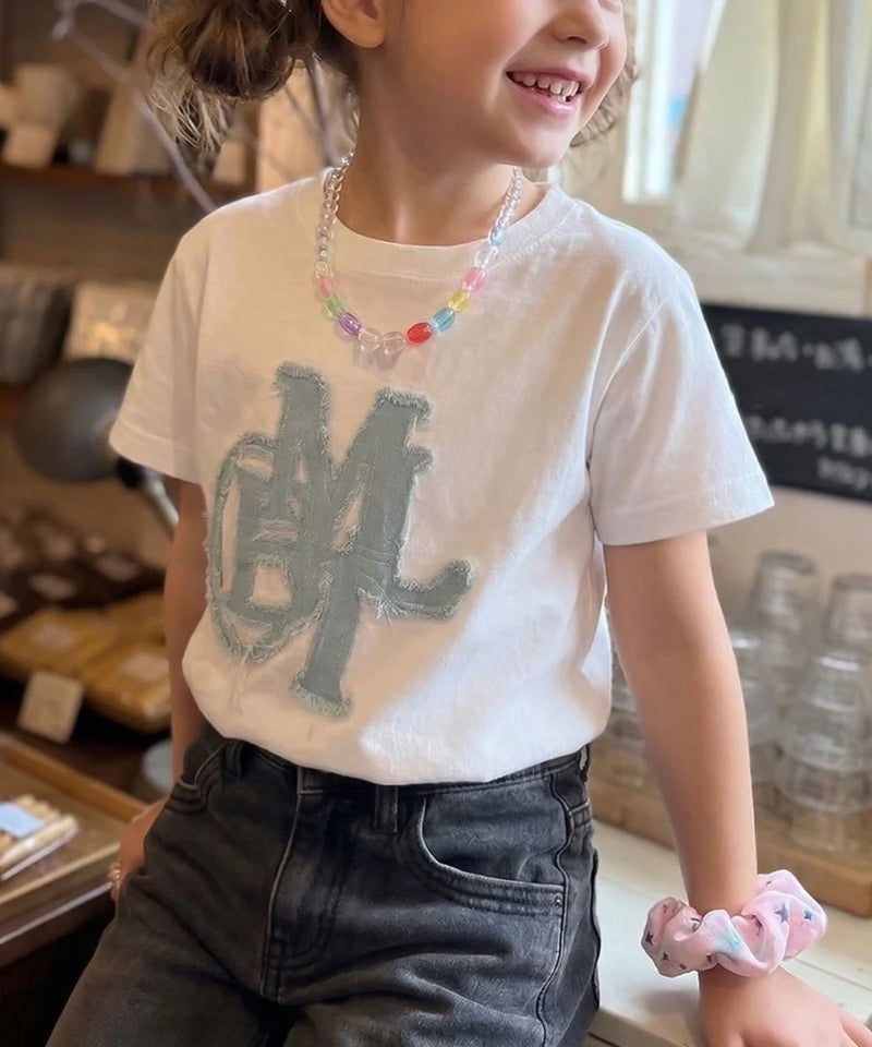 Classical Elf【キッズ】親子リンクコーデ可能♪毎日着せたい 綿100%デニムワッペンフリンジ使いTシャツ商品画像-5