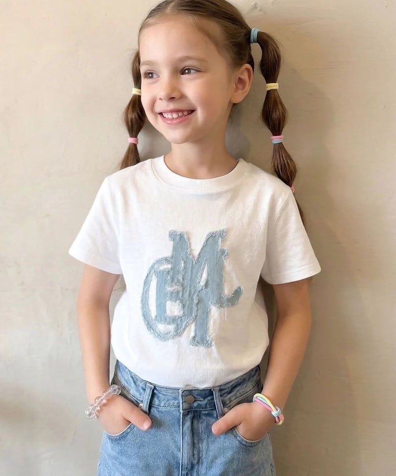 Classical Elf【キッズ】親子リンクコーデ可能♪毎日着せたい 綿100％デニムワッペンフリンジ使いTシャツ商品画像-7
