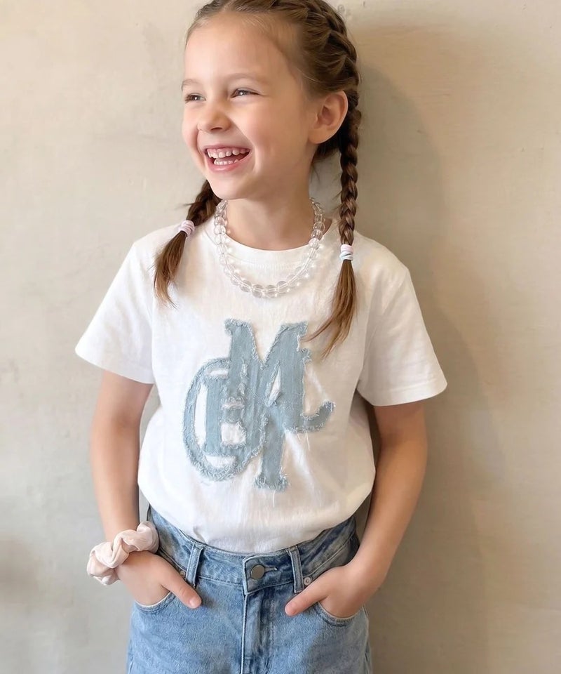 Classical Elf【キッズ】親子リンクコーデ可能♪毎日着せたい 綿100％デニムワッペンフリンジ使いTシャツ商品画像-8