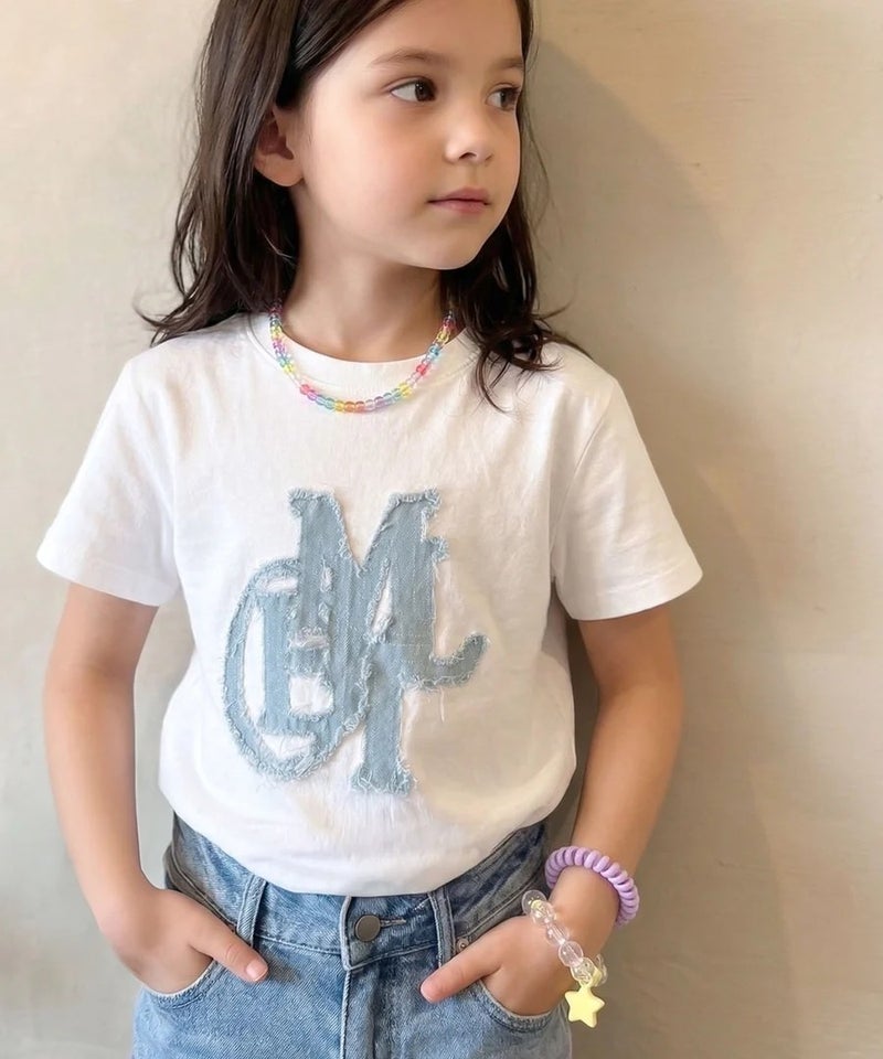 Classical Elf【キッズ】親子リンクコーデ可能♪毎日着せたい 綿100%デニムワッペンフリンジ使いTシャツ商品画像-9