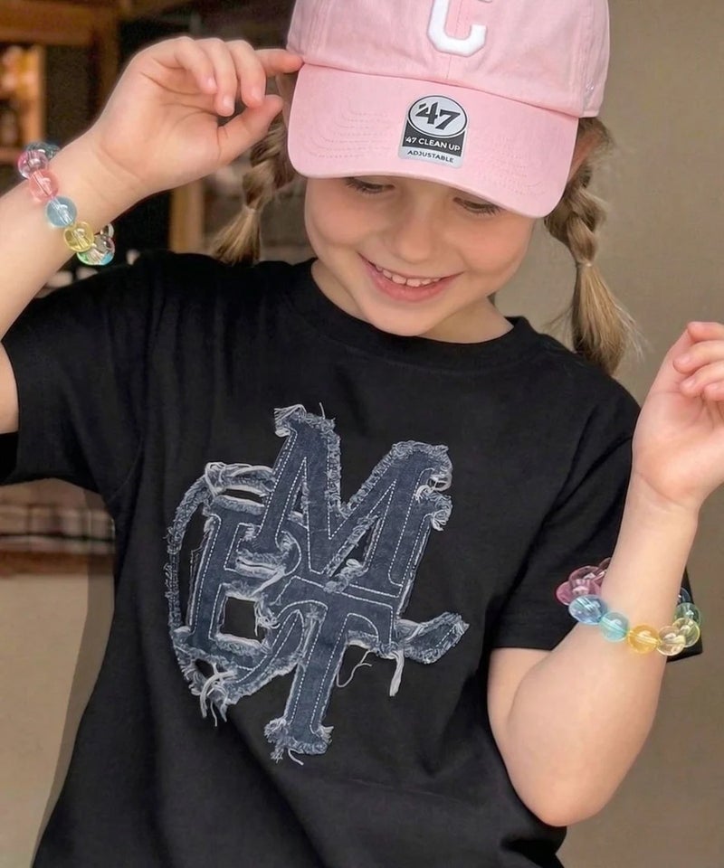 Classical Elf【キッズ】親子リンクコーデ可能♪毎日着せたい 綿100%デニムワッペンフリンジ使いTシャツ商品画像-10