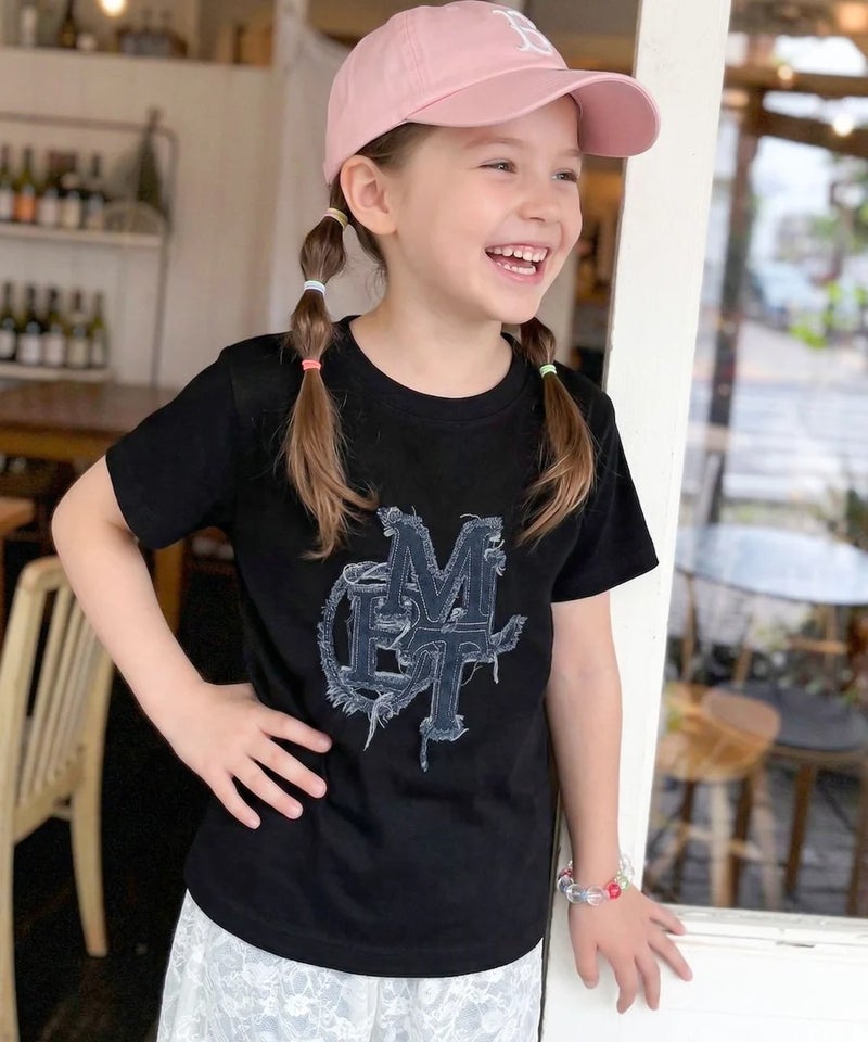 Classical Elf【キッズ】親子リンクコーデ可能♪毎日着せたい 綿100％デニムワッペンフリンジ使いTシャツ商品画像-16