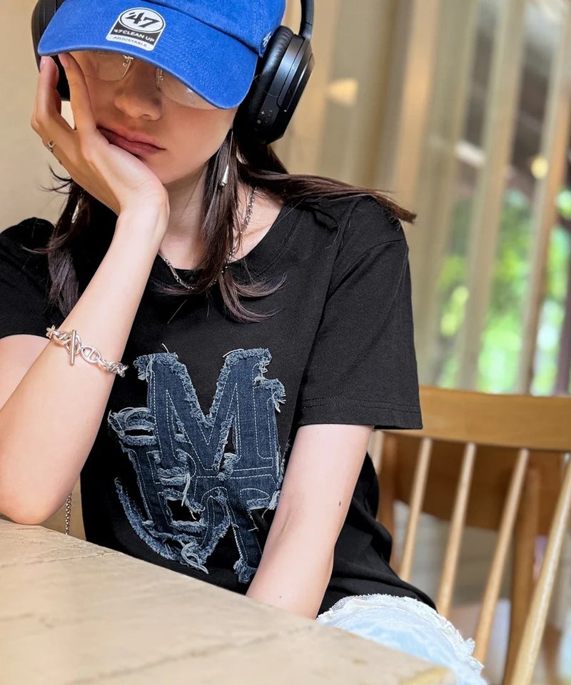 Classical Elf【キッズ】親子リンクコーデ可能♪毎日着せたい 綿100％デニムワッペンフリンジ使いTシャツ商品画像-21