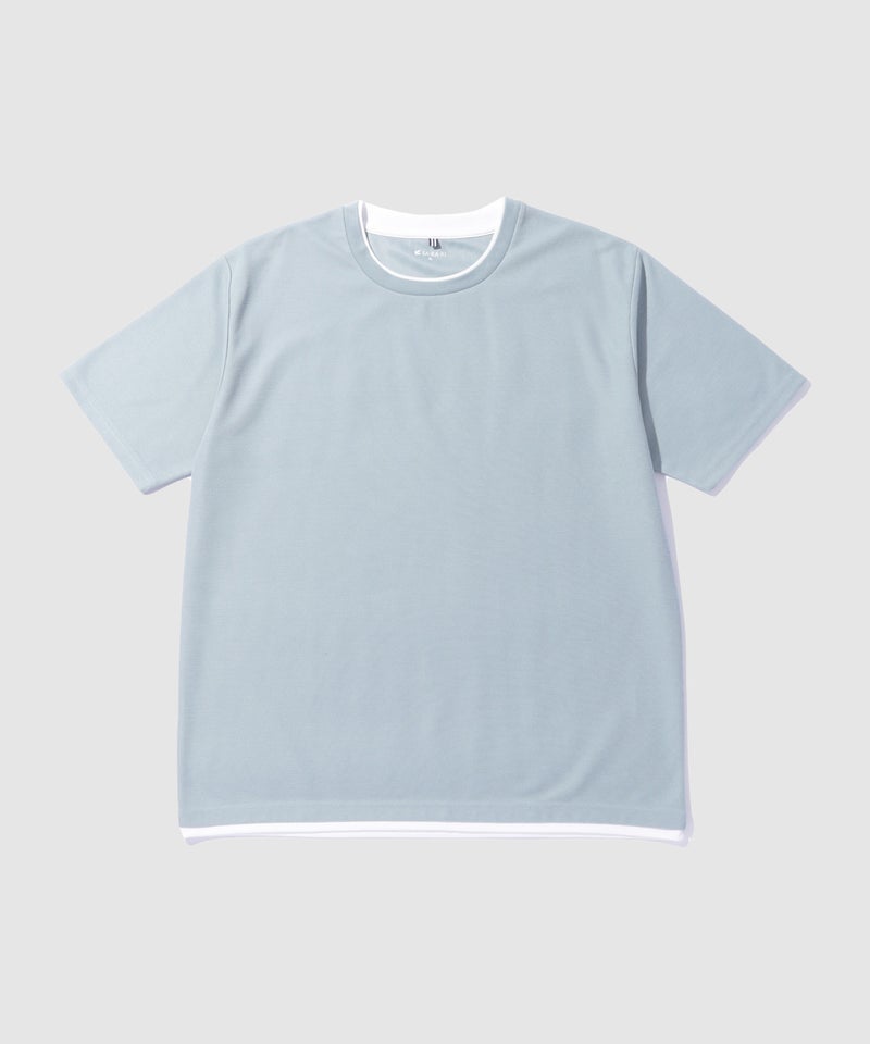 NAVY SARARI 冷感フェイクレイヤード クルーネックTシャツ メンズ メール便 対応商品商品画像-1