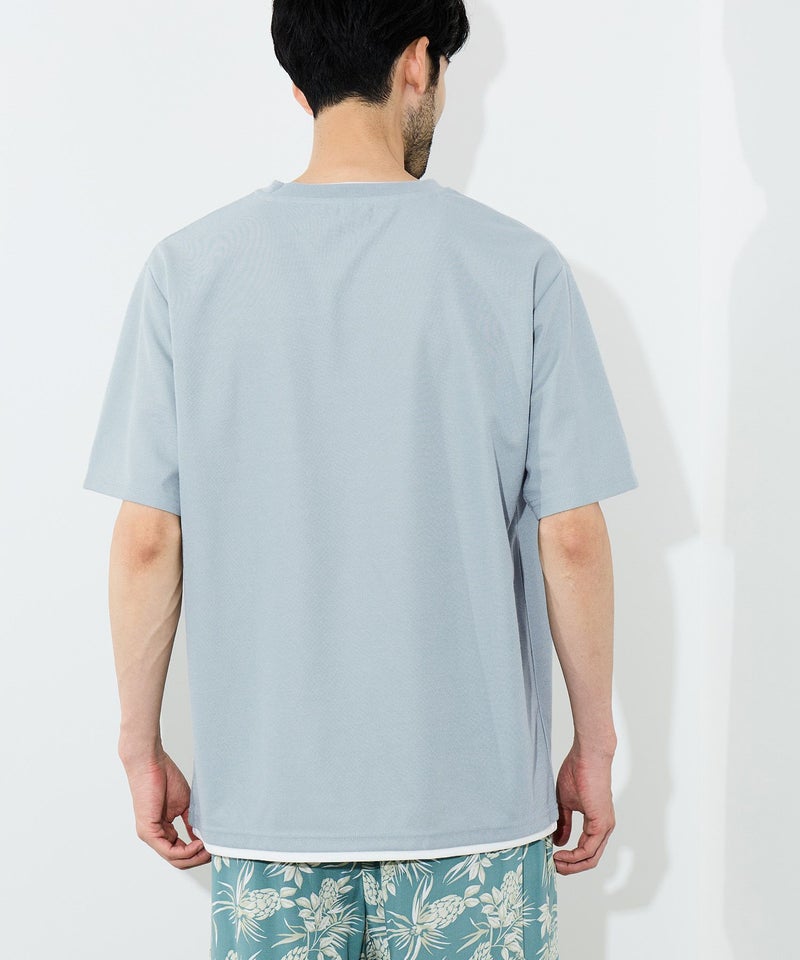 NAVY SARARI 冷感フェイクレイヤード クルーネックTシャツ メンズ メール便 対応商品商品画像-7