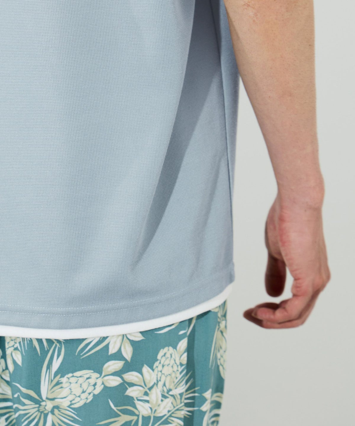 NAVY SARARI 冷感フェイクレイヤード クルーネックTシャツ メンズ メール便 対応商品