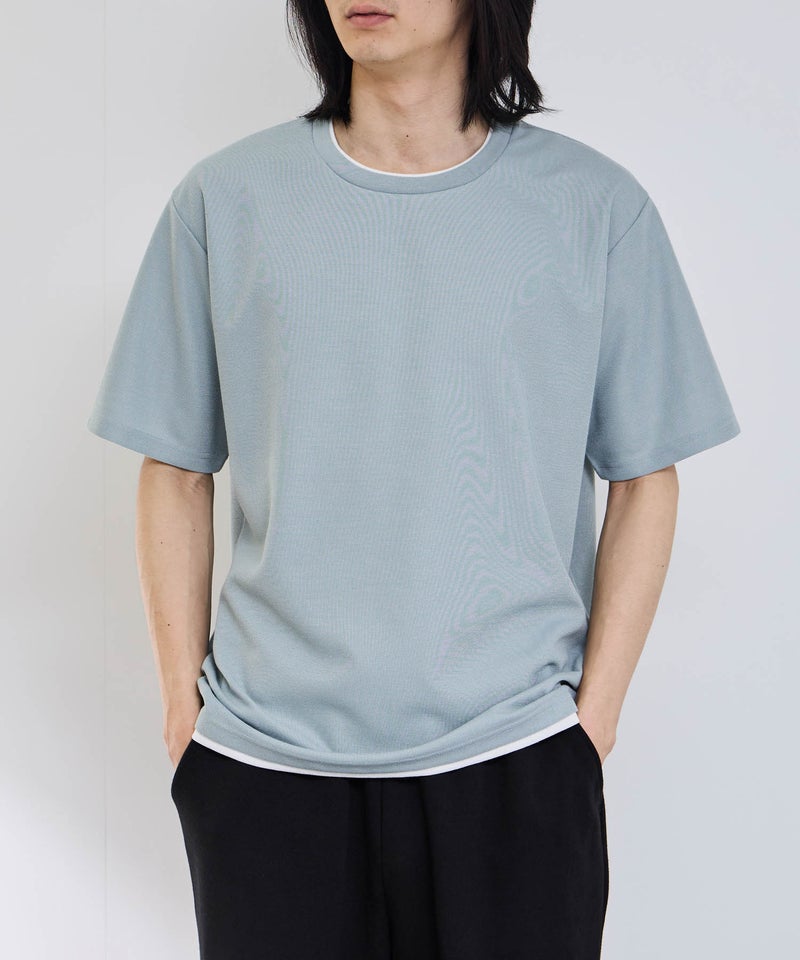 NAVY SARARI 冷感フェイクレイヤード クルーネックTシャツ メンズ メール便 対応商品商品画像-11