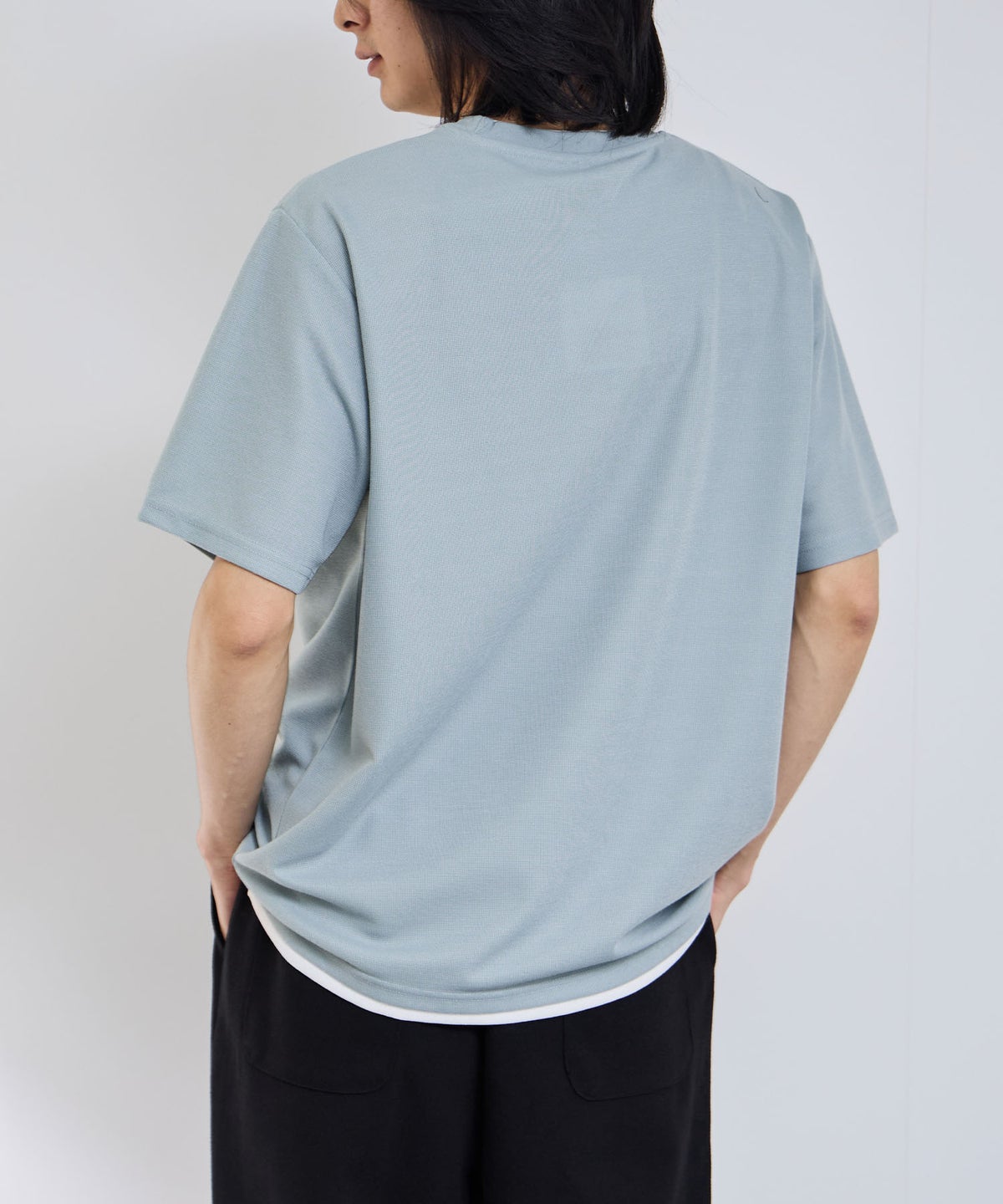 NAVY SARARI 冷感フェイクレイヤード クルーネックTシャツ メンズ メール便 対応商品