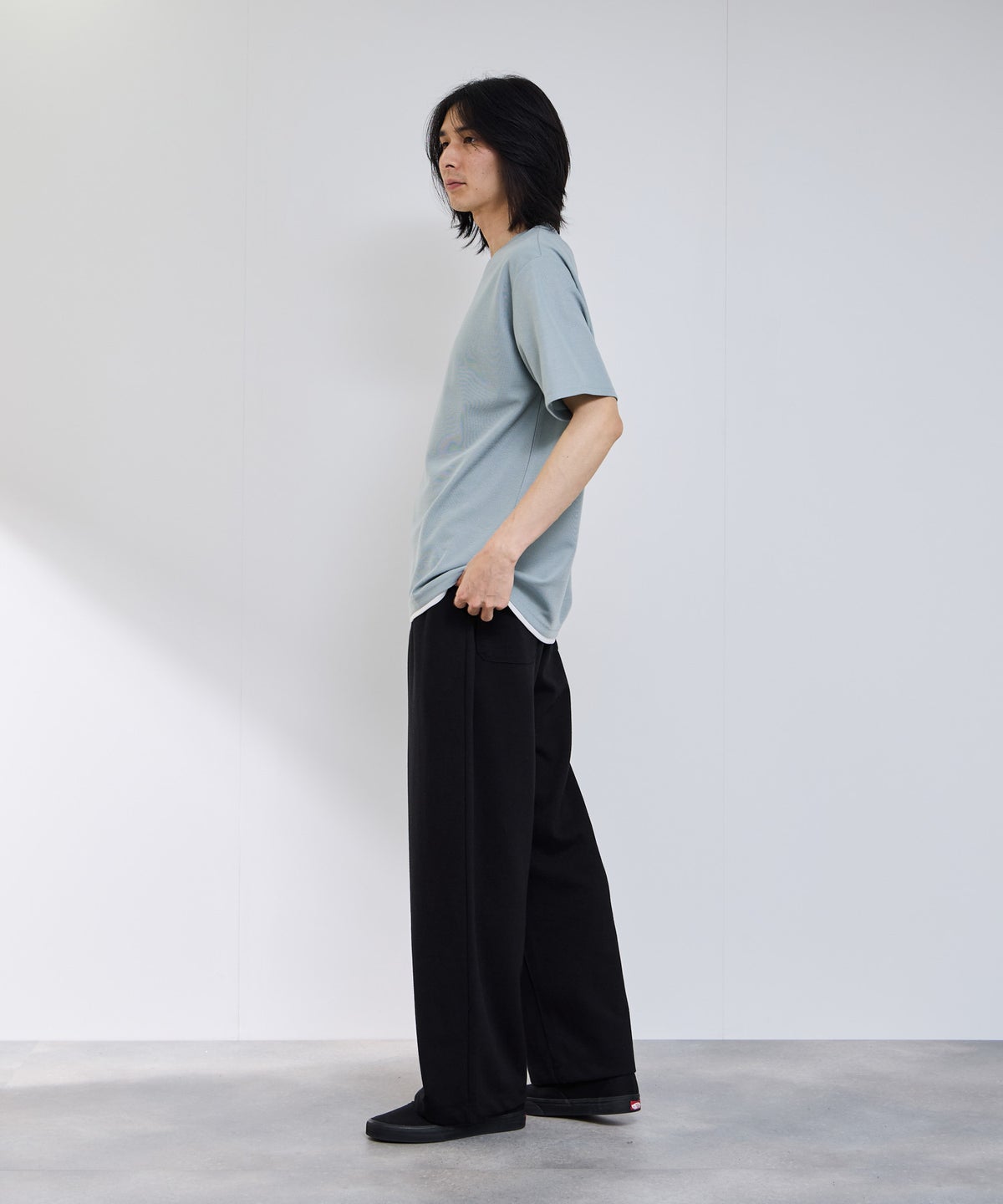 NAVY SARARI 冷感フェイクレイヤード クルーネックTシャツ メンズ メール便 対応商品
