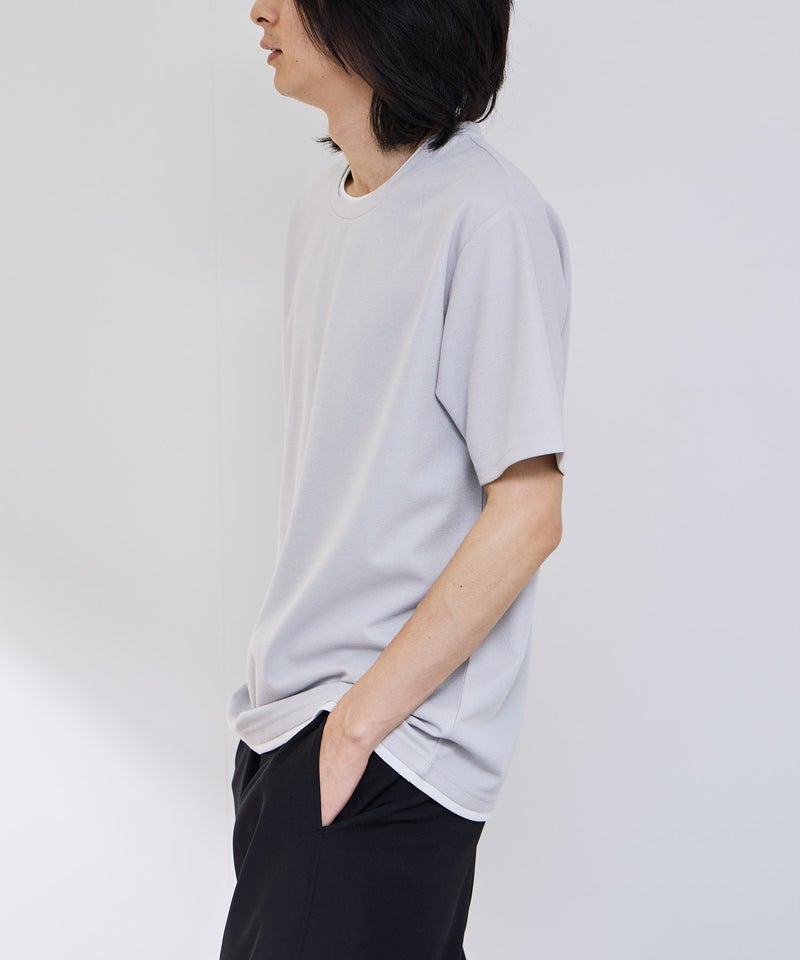 NAVY SARARI 冷感フェイクレイヤード クルーネックTシャツ メンズ メール便 対応商品商品画像-17