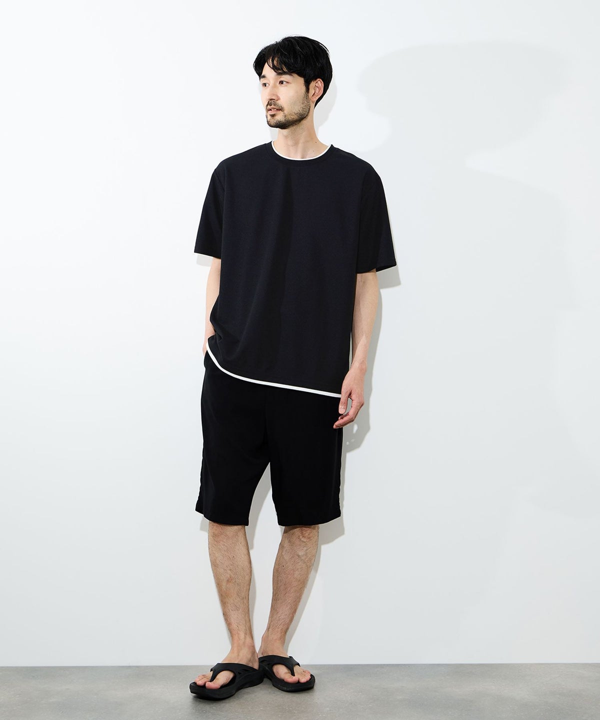 NAVY SARARI 冷感フェイクレイヤード クルーネックTシャツ メンズ メール便 対応商品