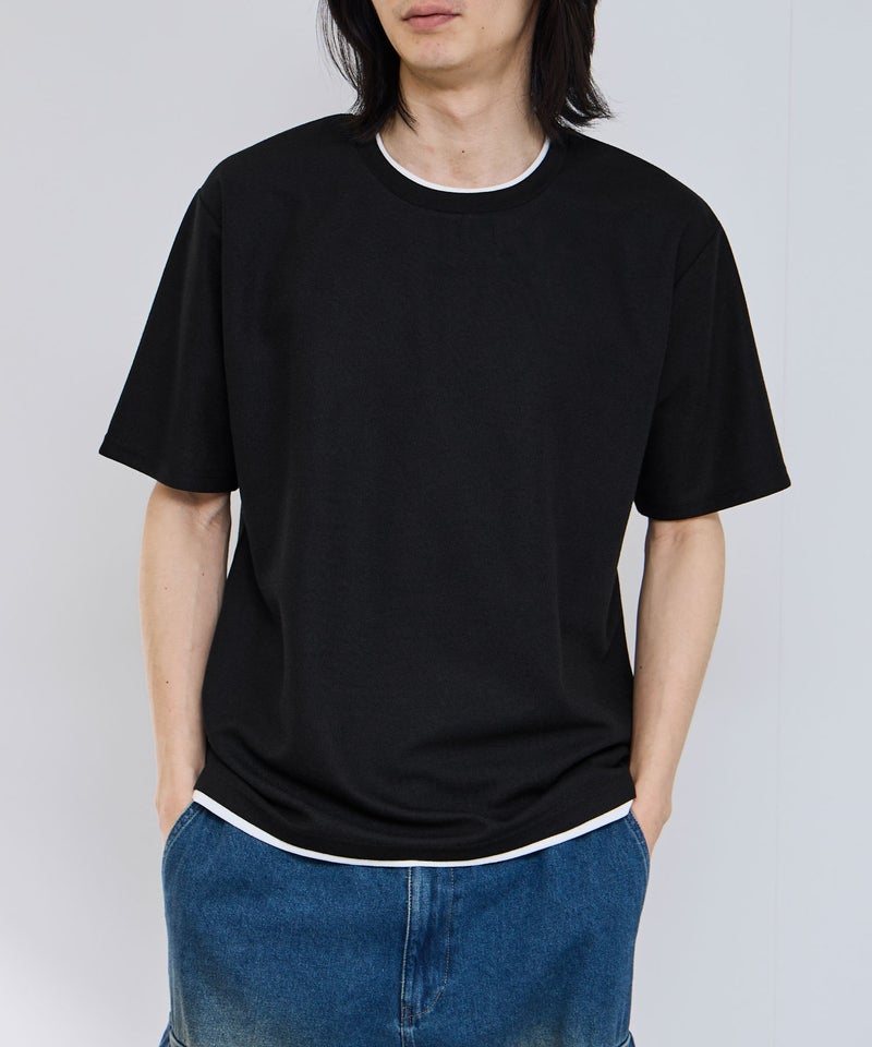 NAVY SARARI 冷感フェイクレイヤード クルーネックTシャツ メンズ メール便 対応商品商品画像-22