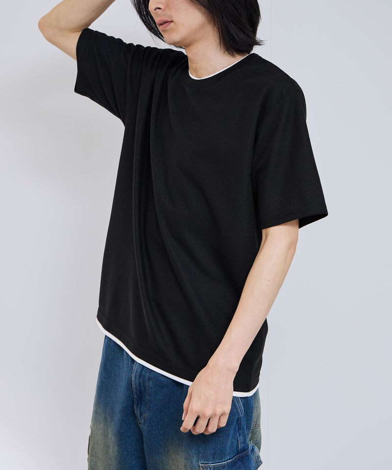 NAVY SARARI 冷感フェイクレイヤード クルーネックTシャツ メンズ メール便 対応商品商品画像-23