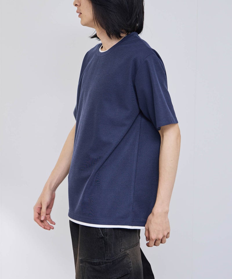 NAVY  SARARI 冷感フェイクレイヤード クルーネックTシャツ メンズ メール便 対応商品商品画像-25