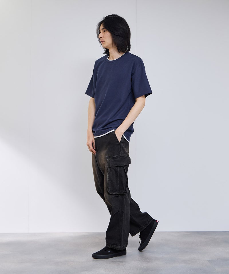 NAVY SARARI 冷感フェイクレイヤード クルーネックTシャツ メンズ メール便 対応商品商品画像-26