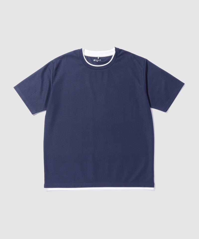NAVY SARARI 冷感フェイクレイヤード クルーネックTシャツ メンズ メール便 対応商品商品画像-30