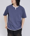 NAVY  SARARI 冷感フェイクレイヤード キーネックTシャツ メンズ メール便 対応商品商品サムネイル-2