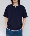 NAVY  SARARI 冷感フェイクレイヤード キーネックTシャツ メンズ メール便 対応商品商品サムネイル-3