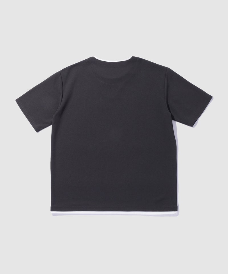 NAVY SARARI 冷感フェイクレイヤード キーネックTシャツ メンズ メール便 対応商品商品画像-5