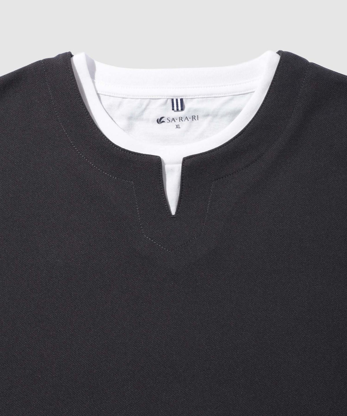 NAVY SARARI 冷感フェイクレイヤード キーネックTシャツ メンズ メール便 対応商品