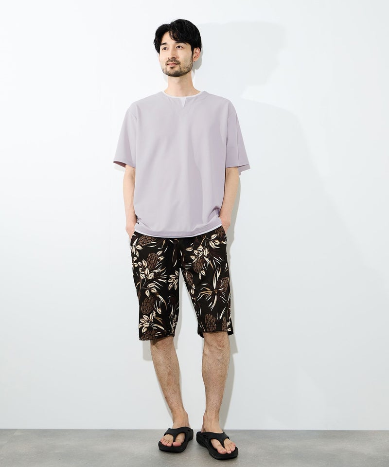 NAVY SARARI 冷感フェイクレイヤード キーネックTシャツ メンズ メール便 対応商品商品画像-18