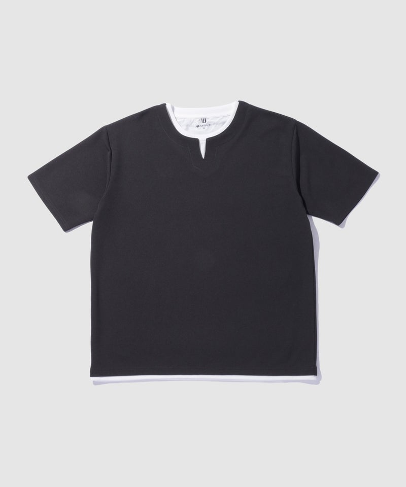 NAVY  SARARI 冷感フェイクレイヤード キーネックTシャツ メンズ メール便 対応商品商品画像-21