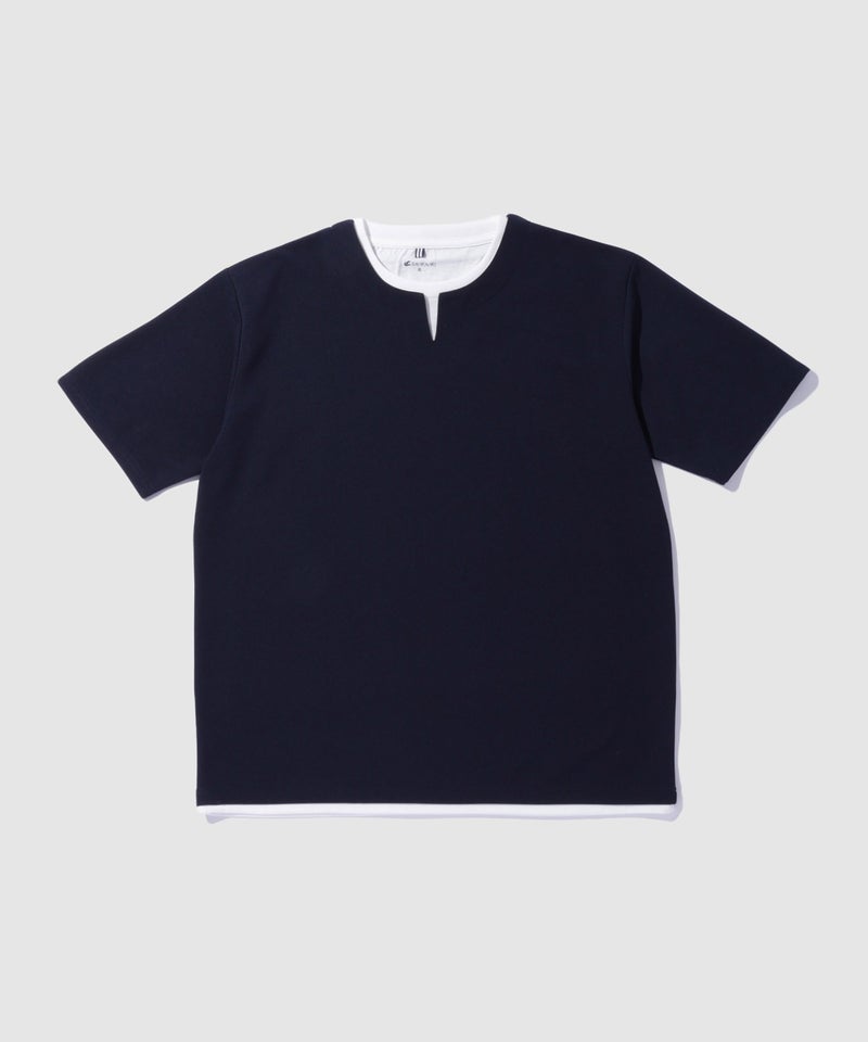 NAVY SARARI 冷感フェイクレイヤード キーネックTシャツ メンズ メール便 対応商品商品画像-23