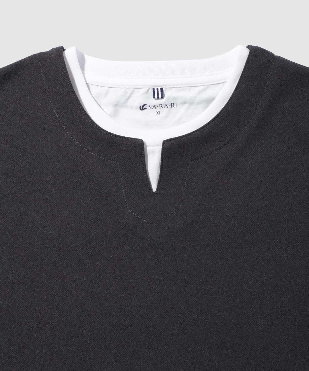NAVY SARARI 冷感フェイクレイヤード キーネックTシャツ メンズ メール便 対応商品