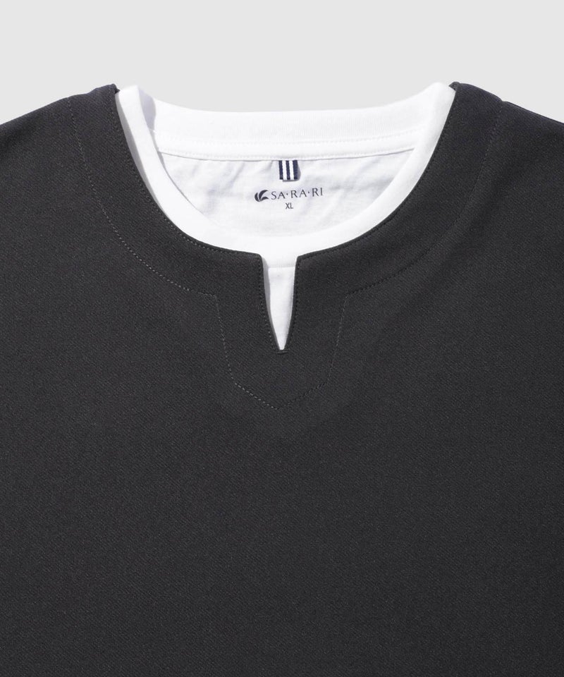 NAVY  SARARI 冷感フェイクレイヤード キーネックTシャツ メンズ メール便 対応商品商品画像-33