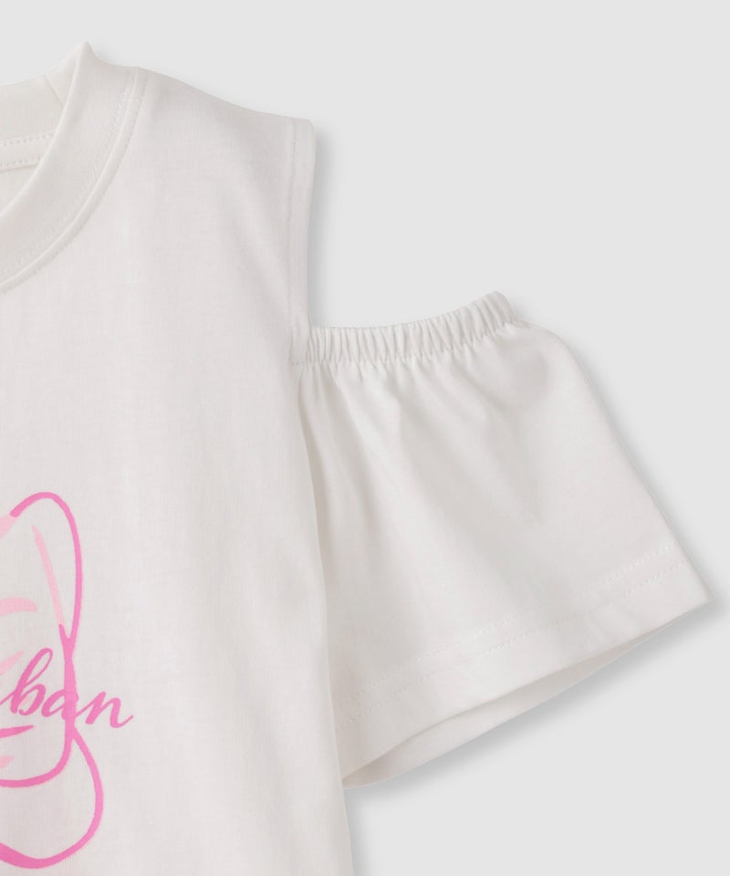 T-GRAPHICS  リボンプリント 肩開きTシャツ キッズ メール便 対応商品商品画像-5