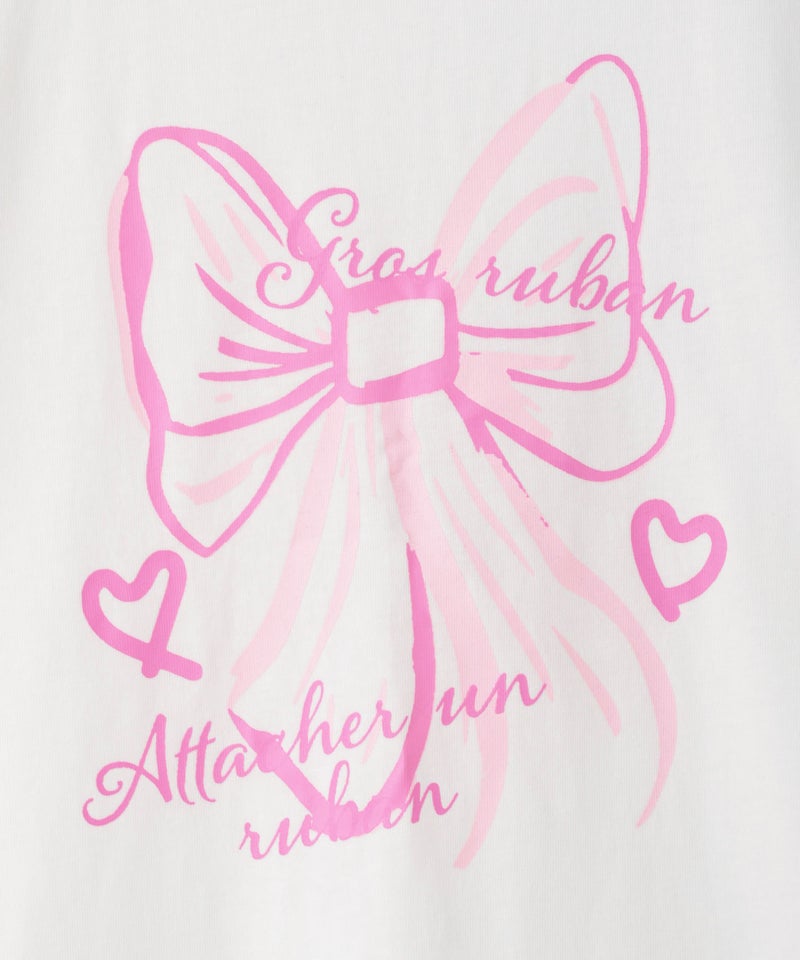 T-GRAPHICS リボンプリント 肩開きTシャツ キッズ メール便 対応商品商品画像-6