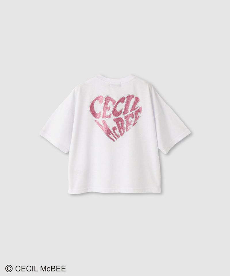 CECIL McBEE ラインストーンラメプリントTシャツ キッズ メール便 対応商品商品画像-1