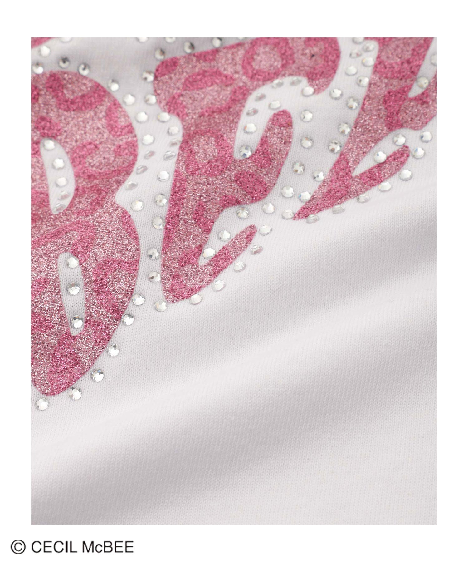 CECIL McBEE ラインストーンラメプリントTシャツ キッズ