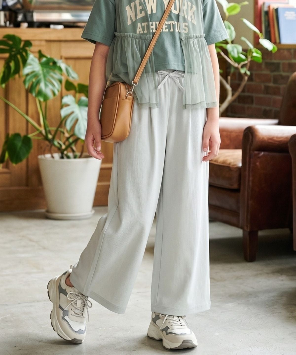NAVY SARARI イージーワイドパンツ キッズ