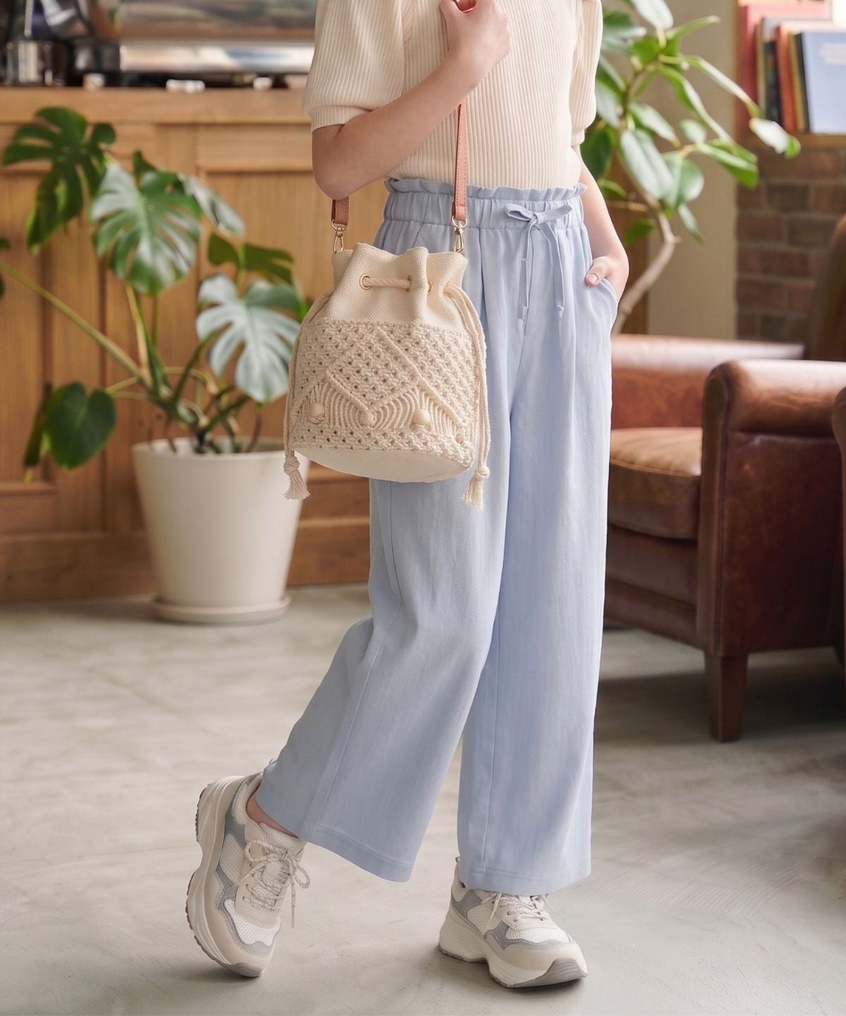 NAVY SARARI イージーワイドパンツ キッズ