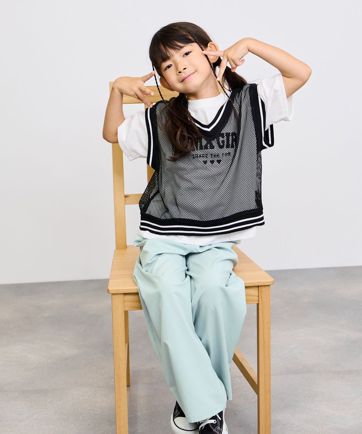 NAVY SARARI イージーワイドパンツ キッズ