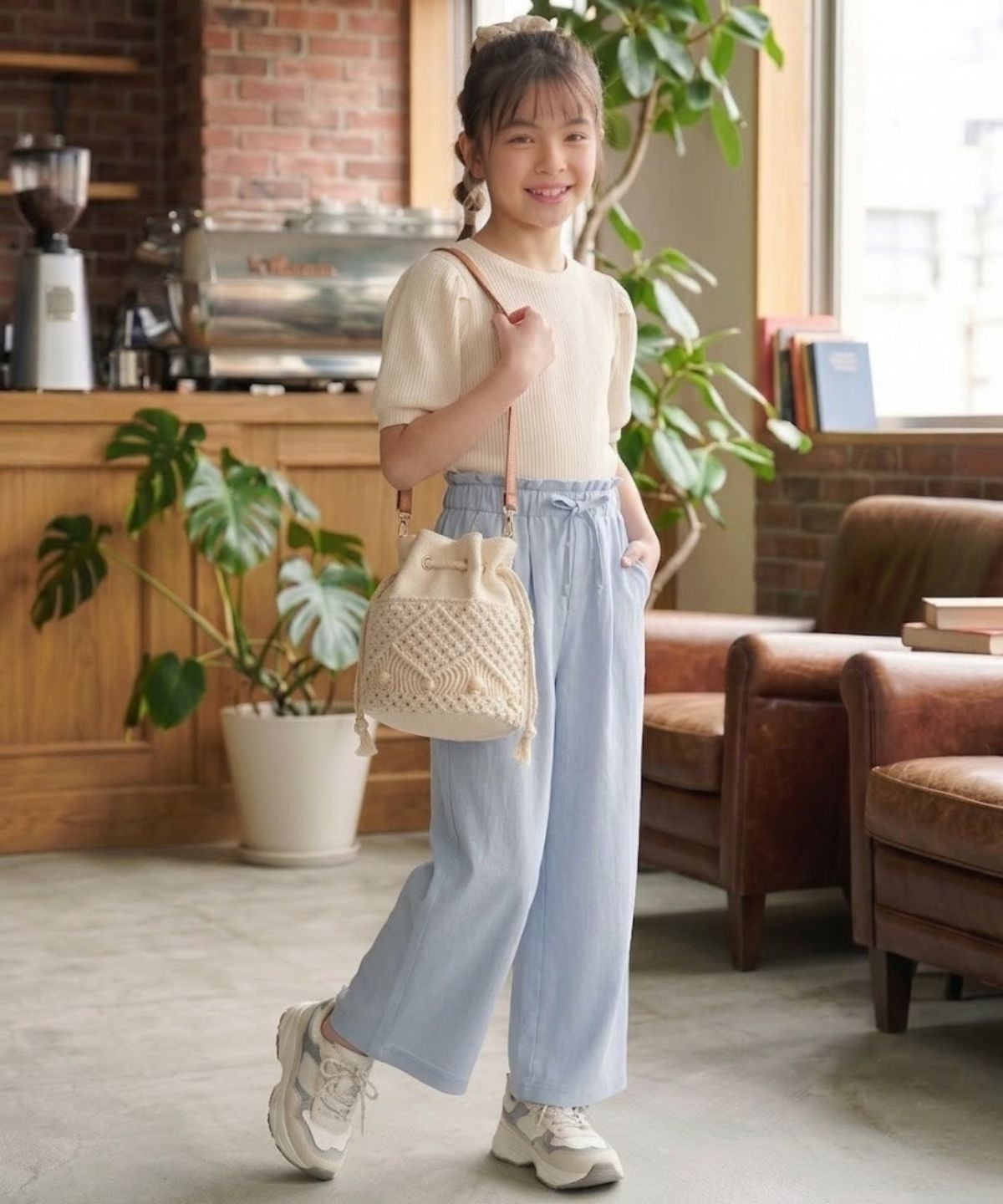 NAVY SARARI イージーワイドパンツ キッズ