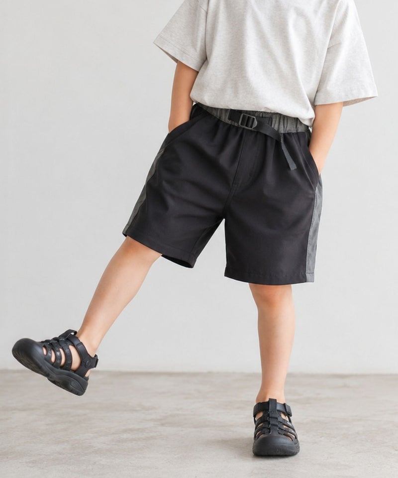 NAVY  切替デザイン ギアショートパンツ キッズ商品画像-1