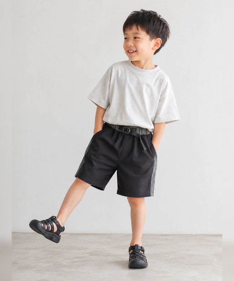 NAVY  切替デザイン ギアショートパンツ キッズ商品画像-4