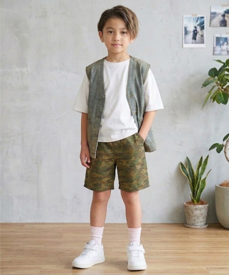 NAVY  コットンソフトツイル ベーシックショートパンツ キッズ商品画像-7