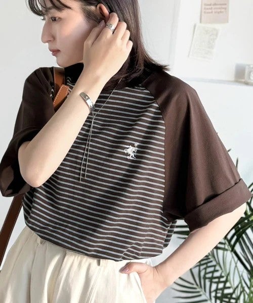 Classical Elf 《JaVaジャバコラボ》お洒落迷子の救世主。綿100％胸刺繍ラグラン配色ボーダーTシャツ商品画像-26