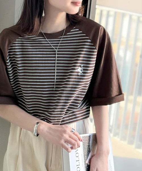 Classical Elf 《JaVaジャバコラボ》お洒落迷子の救世主。綿100%胸刺繍ラグラン配色ボーダーTシャツ商品画像-28