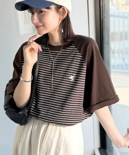 Classical Elf 《JaVaジャバコラボ》お洒落迷子の救世主。綿100%胸刺繍ラグラン配色ボーダーTシャツ商品画像-31