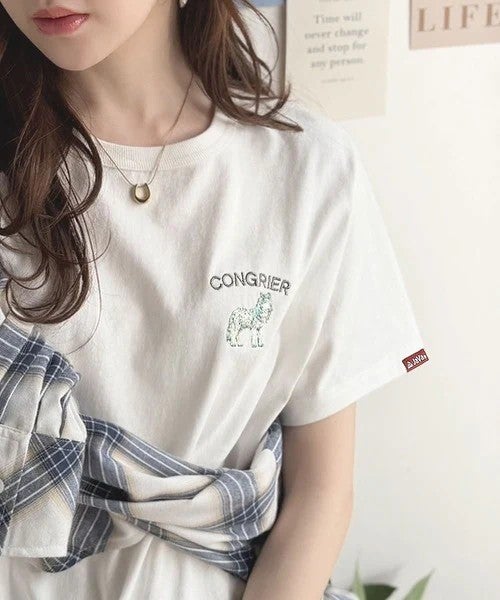 Classical Elf 《JaVa ジャバコラボ》大人の遊び心をプラス。綿100%オオカミ刺繍Tシャツ(半袖)商品画像-2