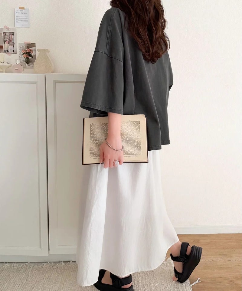 Classical Elf 【mily bilet】いつものカジュアルに、遊びをひとさじ。デニムフリンジワッペン使いコットン100%オーバーサイズTシャツ(半袖)商品画像-27