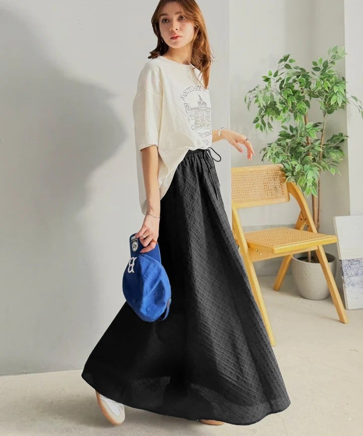 Classical Elf　爽やかに、軽やかに！大人の春夏スカート。サッカーチェックバイヤス切替フレアスカート商品画像-11