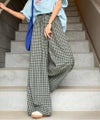 Classical Elf　履くだけでお洒落見え。涼しげ素材で魅せる。サッカーチェックタックワイドパンツ商品サムネイル-3