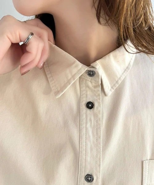 Classical Elf 《JaVaジャバコラボ》さらっとプラス1枚の大人カジュアル♪綿100%ライトオンスデニム素材袖ロールアップシャツ(半袖)商品画像-31