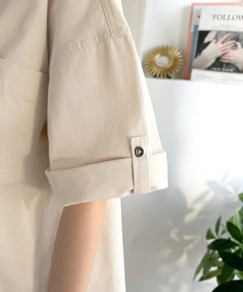 Classical Elf　《JaVaジャバコラボ》さらっとプラス1枚の大人カジュアル♪綿100％ライトオンスデニム素材袖ロールアップシャツ（半袖）商品画像-33