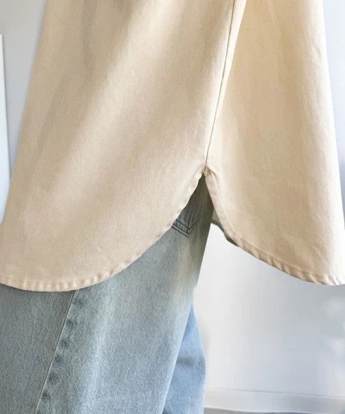 Classical Elf 《JaVaジャバコラボ》さらっとプラス1枚の大人カジュアル♪綿100%ライトオンスデニム素材袖ロールアップシャツ(半袖)商品画像-35